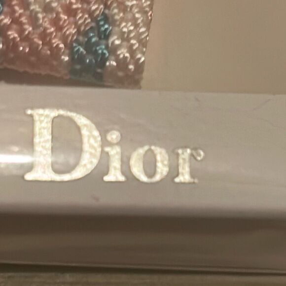 Dior Embroidered Ribbon Ring Keychain Stripe Pink Blue White Dangle Charms NWT - Picture 6 of 8